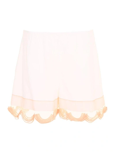 Prada Compact Poplin And Cigaline Shorts In Bianco+albicocca (white)