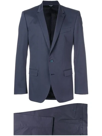 Dolce & Gabbana Martini Peak-lapel Stretch-cotton Suit In Blue