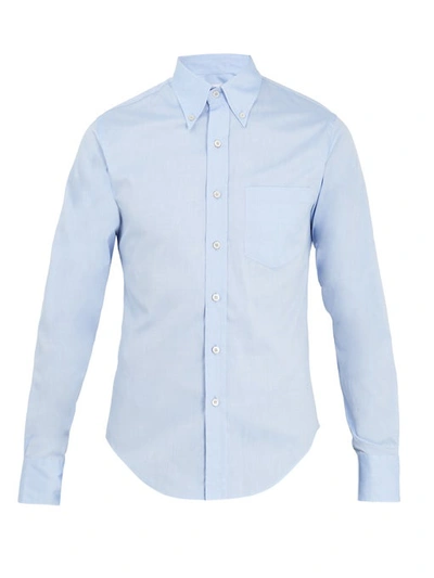 Prada Single-cuff Striped Cotton-poplin Shirt In Sky Blue