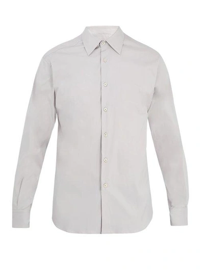 Prada Classic-fit Poplin Cotton-stretch Shirt In Light Grey