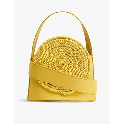 D'estree Gunther Small Braided Leather Top-handle Bag In Yellow