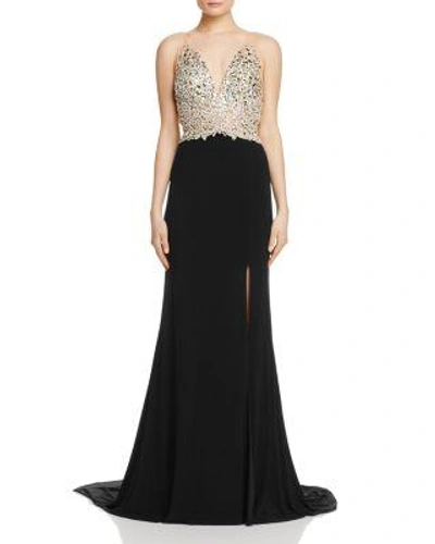 Jovani Fashions Embellished-bodice Gown In Black