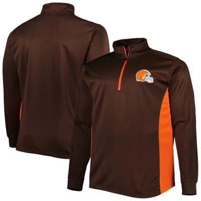 Profile Brown Cleveland Browns Big & Tall Quarter-zip Top