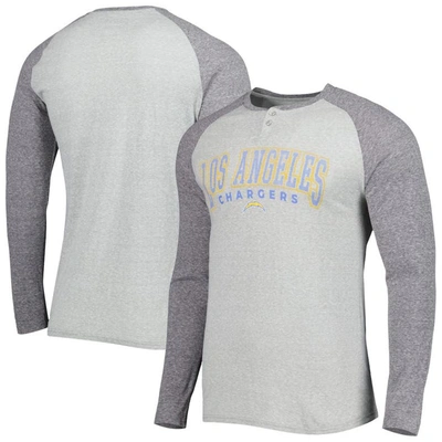 Concepts Sport Heather Gray Los Angeles Chargers Ledger Raglan Long Sleeve Henley T-shirt