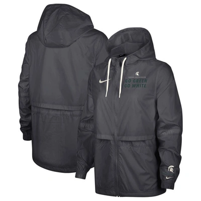 Nike Anthracite Michigan State Spartans 2-hit Windrunner Performance Full-zip Jacket