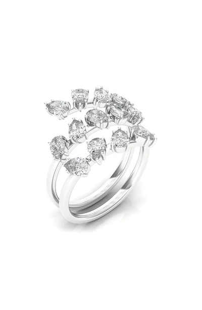 Hautecarat Pear Cut Lab Created Diamond Spiral Ring In 18k White Gold