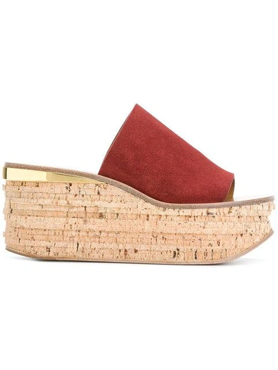 Chloé Camille Wedge Sandals In Brown