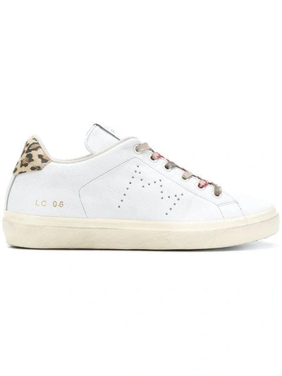 Leather Crown Leopard Print Detail Sneakers In White