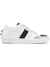 Leather Crown Stud Panelled Sneakers In White