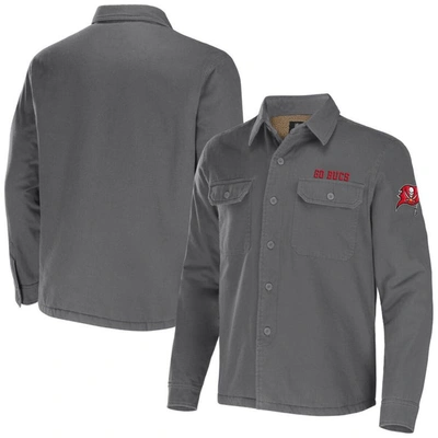 Nfl X Darius Rucker Collection By Fanatics Pewter Tampa Bay Buccaneers Canvas Button-up Shirt Jacket