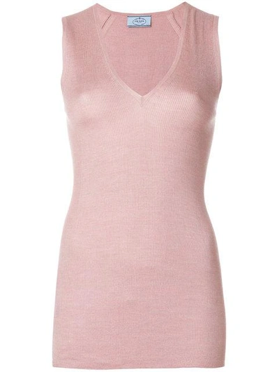 Prada Slim-fit Knitted Blouse - Pink