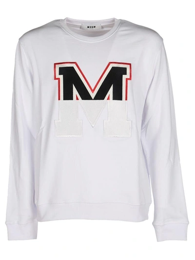 Msgm White Branded Sweatshirt In Bianco