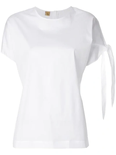 Fay Short Sleeved Tie Shirt In Bianco