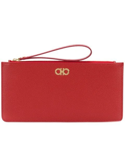 Ferragamo Salvatore  Logo Wristlet Purse - Red