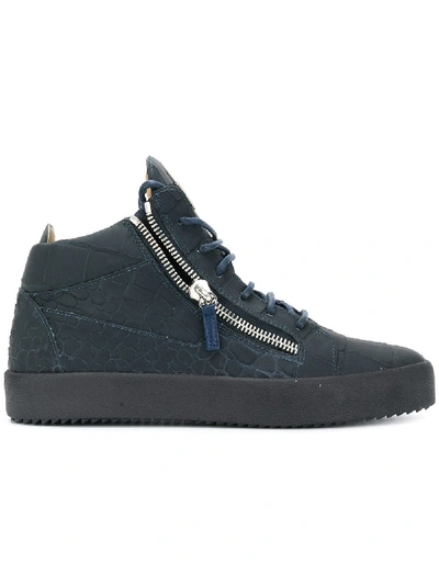 Giuseppe Zanotti - Blue Crocodile-embossed Leather Low-top Sneaker Kriss