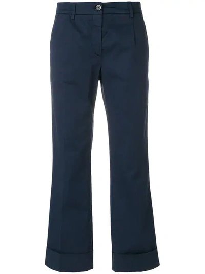 Fay Cropped Turn Up Trousers In Blue