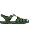Gucci Rubber Buckle Strap Sandal In Green