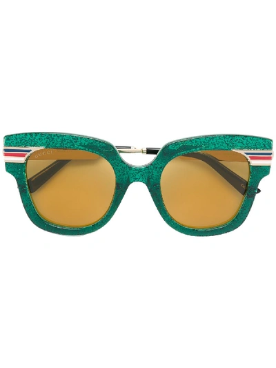 Gucci Square-frame Glitter Acetate Sunglasses In Brown
