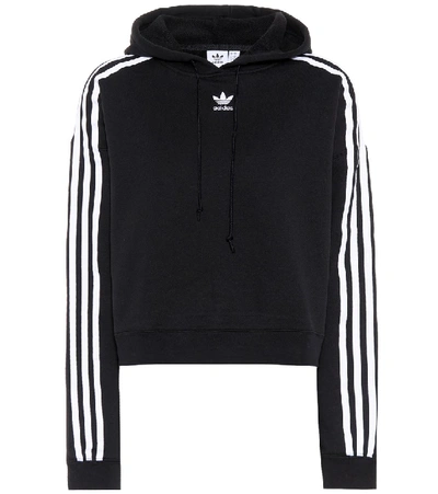 Adidas Originals Hooded French Terry Cropped Sweatshirt In Black