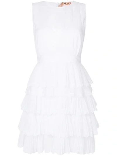 N°21 Ruffle Tiered Dress In White