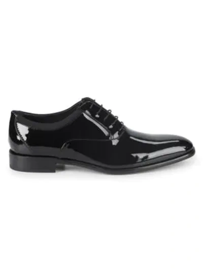 Ferragamo Men's Aiden Patent Leather Tuxedo Oxford Shoes In Nero