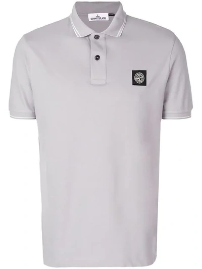 Stone Island Logo Patch Polo Shirt In Pink
