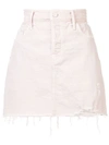 Mother Frayed Denim Skirt In Pink