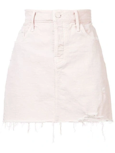 Mother Frayed Denim Skirt In Pink