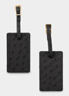 Abas Ostrich Leather Luggage Tag, Set Of 2 In Black