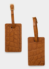 Abas Alligator Leather Luggage Tag, Set Of 2 In Tan