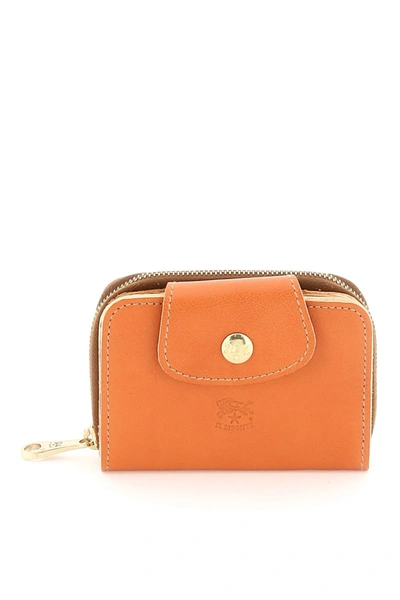 Il Bisonte Leather Compact Wallet In Orange