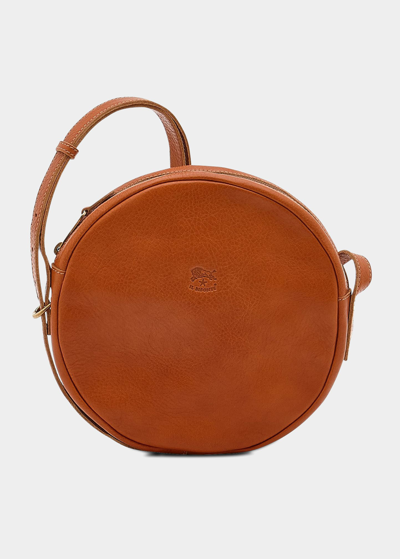 Il Bisonte Disco Round Vegetable-tanned Crossbody Bag In Caramel