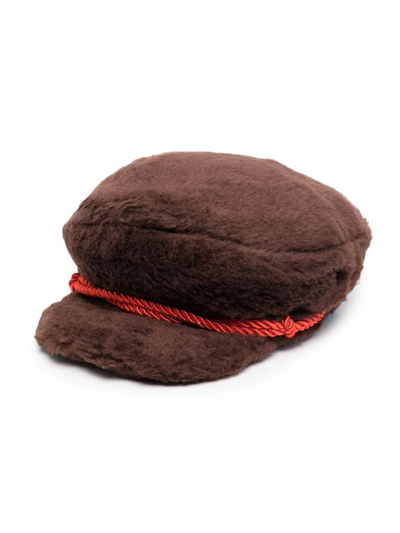 Mini Rodini Kids' Faux Fur Baker Boy Hat In Brown