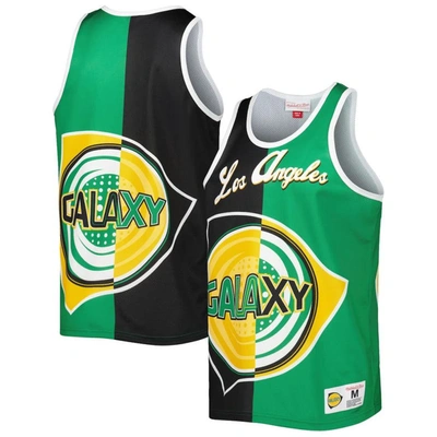 Mitchell & Ness Men's  Black, Green La Galaxy Sublimated Split Logo Tank Top In Black,green