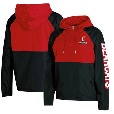 Champion Black Cincinnati Bearcats Colourblocked Packable Raglan Half-zip Hoodie Jacket