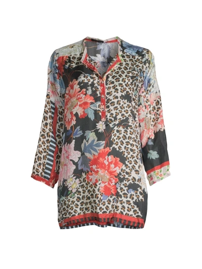 Johnny Was Ontari Cordia Printed Button-front Tunic In Neutral