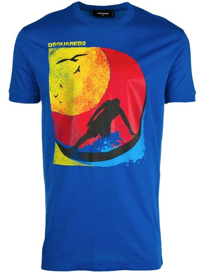 Dsquared2 Blue Front Printed T-shirt