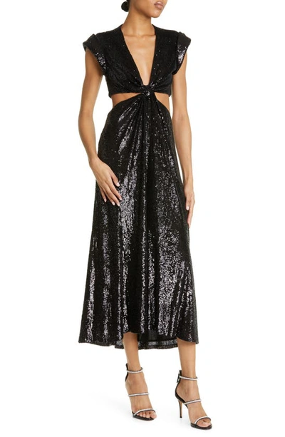 A.l.c Alexis Sequined Cut-out Maxi Dress In Black