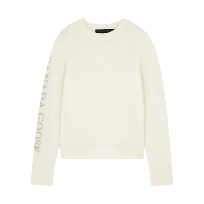 Canada Goose Saturna Logo-intarsia Wool Jumper In Cream