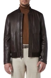 Andrew Marc Macneil Leather Bomber Jacket In Hickory