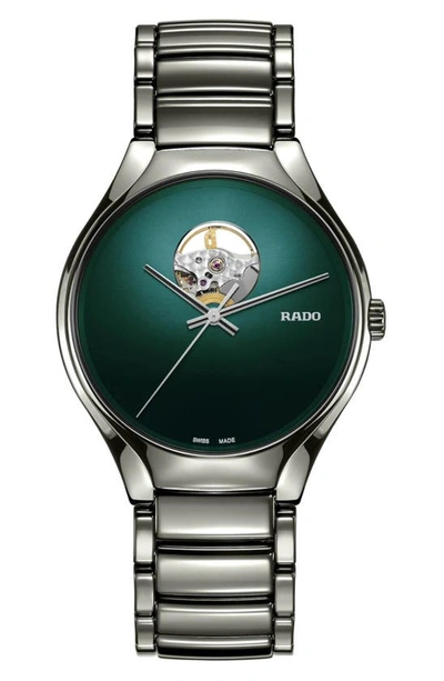 Rado True Secret Ceramic Bracelet Watch, 40mm In Blue/platinum