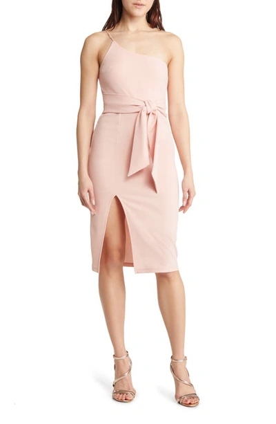 Lulus Club Scene Blush Pink One-shoulder Bodycon Midi Dress