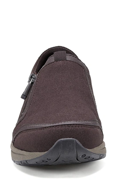 Easy Spirit Thallow Side Zip Casual Slip-on Sneaker In Dark Brown