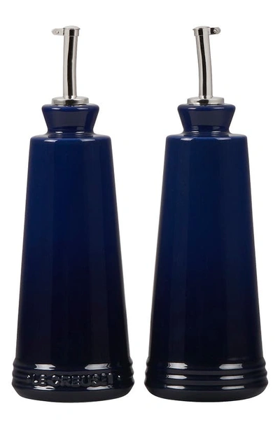 Le Creuset Stoneware Oil & Vinegar Set In Indigo