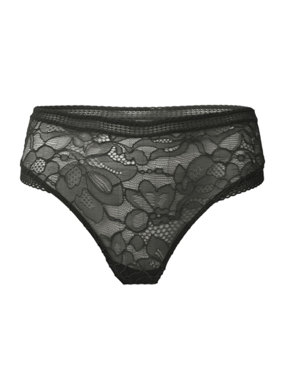 Wolford High-rise Floral Lace Thong In Black