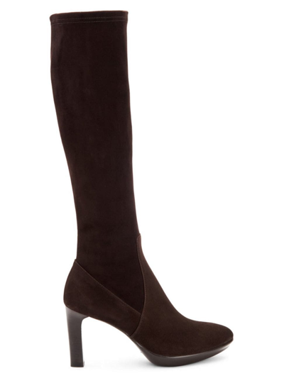 Aquatalia Rhumba Ii Stretch Suede Knee-length Boots In Espresso