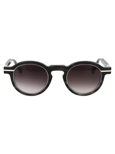 Matsuda M2050 Sunglasses In Bks-bs Black Stripe - Brushed Silver