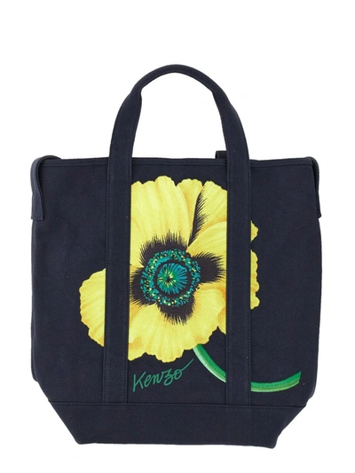 Kenzo Poppy Tote Bag In Blue