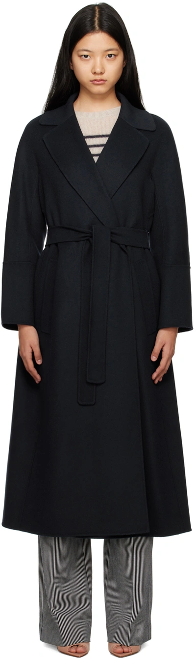 's Max Mara Belted Long Coat In Blue