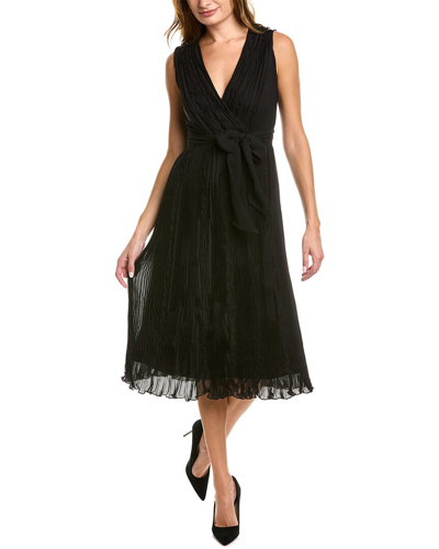 Elie Tahari Ruffle Silk Midi Dress In Black